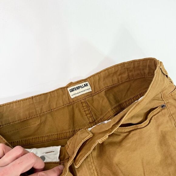 Caterpillar Pants Womens 32x32 Tan Brown Flat Front Workwear Five Pocket - Picture 4 of 10